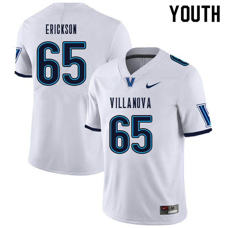 Youth #65 Ian Erickson Villanova Wildcats College Football Jerseys Sale-White - Click Image to Close